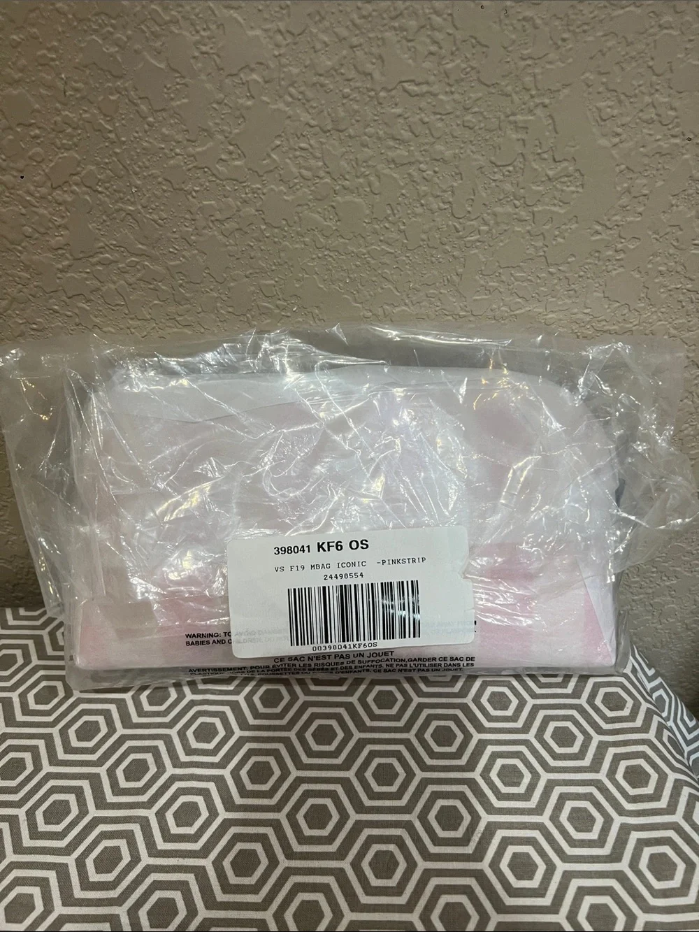 Victoria’s Secret Striped Pink Travel Cosmetic Pouch with Lettering